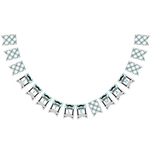 Little man baby mynta grönt grått pojke dusch vimplar (Alla)