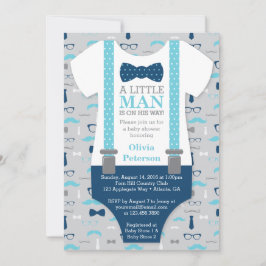 Little Man Baby Shower-inbjudan, Baby blue, marin Inbjudningar