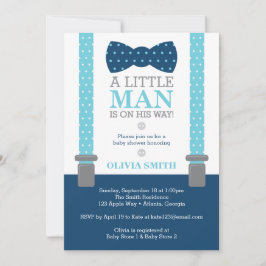 Little Man Baby Shower-inbjudan, Baby blue, marin Inbjudningar