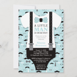Little Man Baby Shower-inbjudan, Blue, Black Inbjudningar