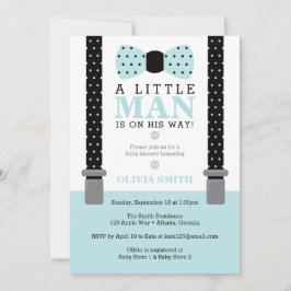 Little Man Baby Shower-inbjudan, Blue, Black Inbjudningar