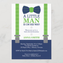 Little Man Baby Shower-inbjudan, Blue, Grönt