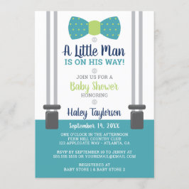 Little Man Baby Shower-inbjudan, Blue, Grönt Inbjudningar