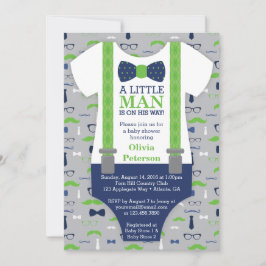 Little Man Baby Shower-inbjudan, Blue, Grönt Inbjudningar