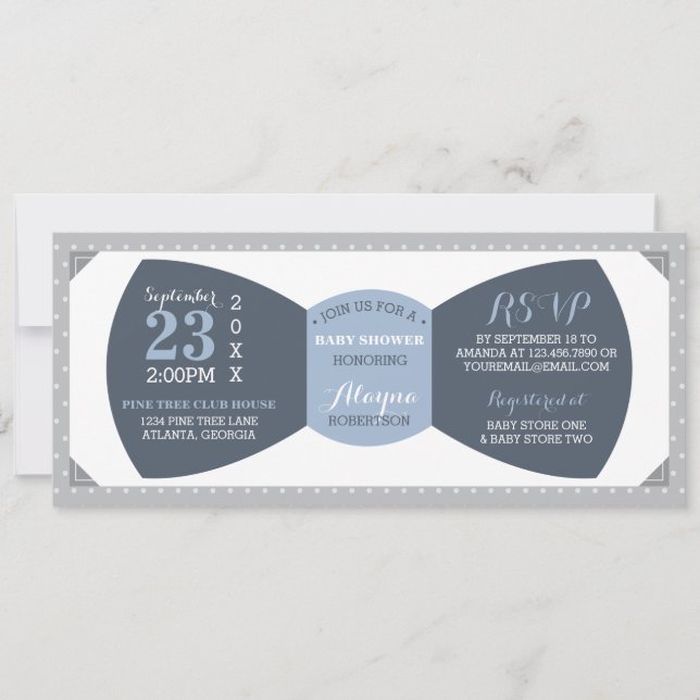 Little Man Baby Shower-inbjudan, Bow Tie Inbjudningar (Framsida)