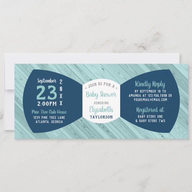 Little Man Baby Shower-inbjudan, Bow Tie Inbjudningar (Framsida)