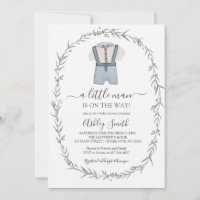 Little Man Baby Shower-inbjudan, Bowtie Boy Baby