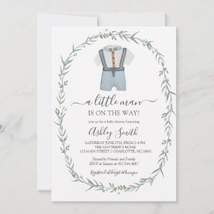 Little Man Baby Shower-inbjudan, Bowtie Boy Baby Inbjudningar