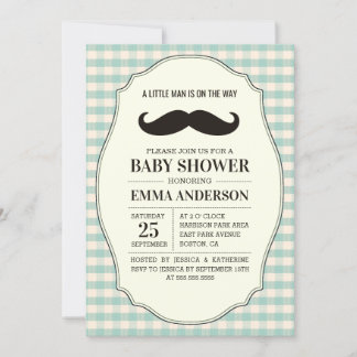 Little Man Baby Shower-inbjudan Boy - Mustache Inbjudningar