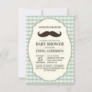 Little Man Baby Shower-inbjudan Boy - Mustache Inbjudningar