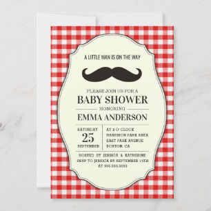 Little Man Baby Shower-inbjudan Boy - Mustache Inbjudningar