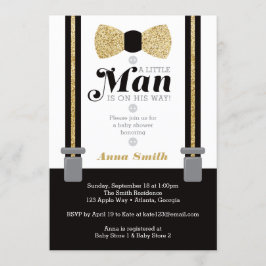 Little Man Baby Shower-inbjudan, Faux Glitter Inbjudningar
