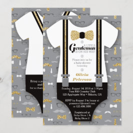 Little Man Baby Shower-inbjudan, Faux Glitter Inbjudningar