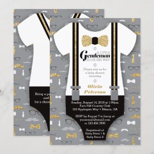 Little Man Baby Shower-inbjudan, Faux Glitter Inbjudningar