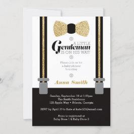 Little Man Baby Shower-inbjudan, Faux Glitter Inbjudningar