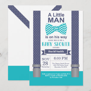 Little Man Baby Shower-inbjudan från flottan Teal Inbjudningar