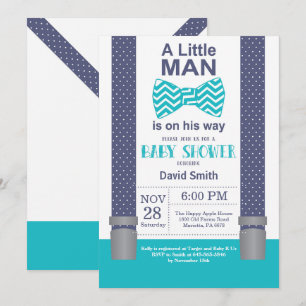 Little Man Baby Shower-inbjudan från flottan Teal Inbjudningar