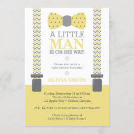 Little Man Baby Shower-inbjudan, Gult, Grått Inbjudningar