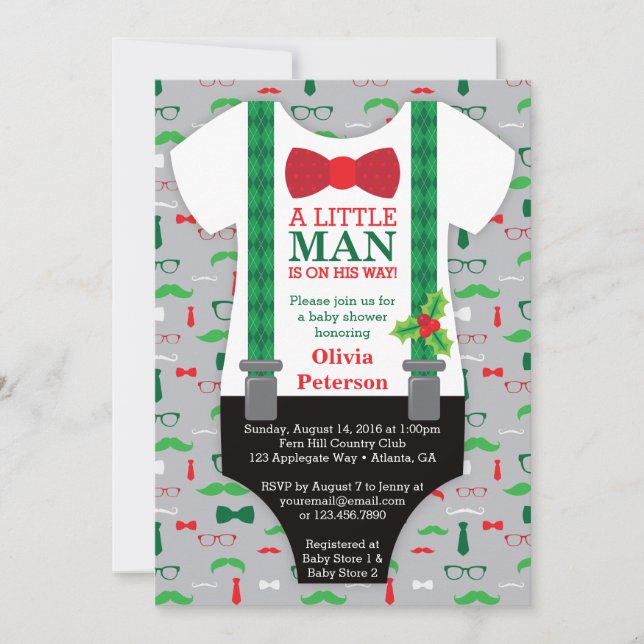Little Man Baby Shower-inbjudan, jul Inbjudningar (Framsida)
