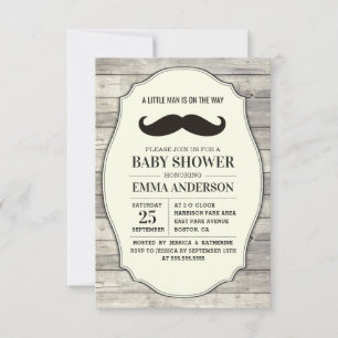 Little Man Baby Shower-inbjudan Land Mustache Inbjudningar