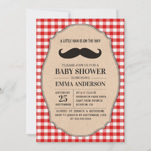 Little Man Baby Shower-inbjudan Land Mustache Inbjudningar