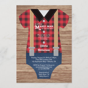 Little Man Baby Shower-inbjudan, Lumberjack Inbjudningar
