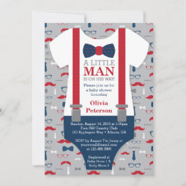 Little Man Baby Shower-inbjudan, marinblå, röd Inbjudningar