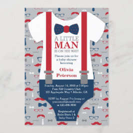 Little Man Baby Shower-inbjudan, marinblå, röd Inbjudningar