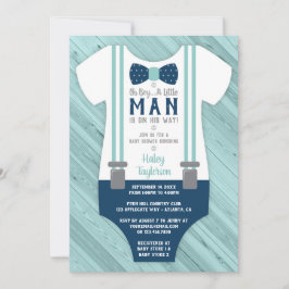 Little Man Baby Shower-inbjudan, marinblått, Aqua Inbjudningar