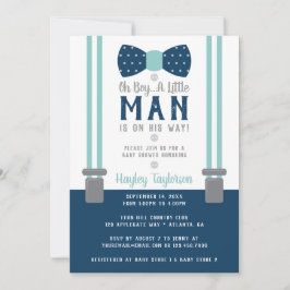 Little Man Baby Shower-inbjudan, marinblått, Aqua Inbjudningar
