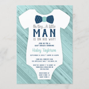 Little Man Baby Shower-inbjudan, marinblått, Aqua Inbjudningar