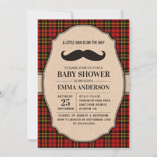 Little Man Baby Shower-inbjudan - Mustache Play Inbjudningar