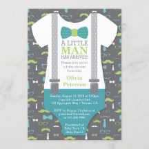 Little Man Baby Shower-inbjudan, Teal, Grönt
