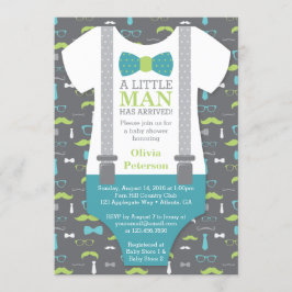 Little Man Baby Shower-inbjudan, Teal, Grönt Inbjudningar