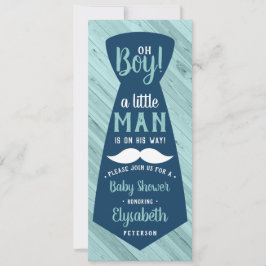 Little Man Baby Shower-inbjudan, Tie, Navy, Aqua Inbjudningar