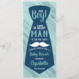 Little Man Baby Shower-inbjudan, Tie, Navy, Aqua Inbjudningar