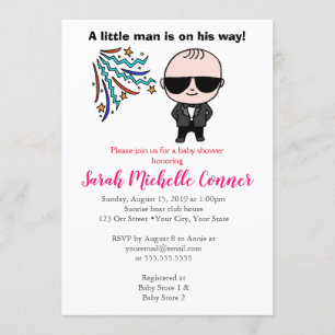 Little Man Baby Shower-inbjudan, underbart Cute Bo Inbjudningar