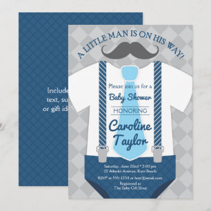 Little Man Baby Shower Outfit Inbjudningar