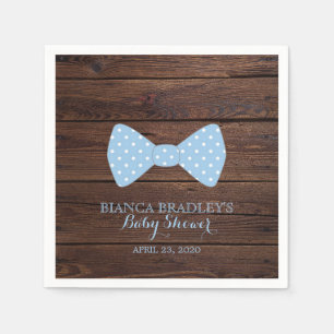 Little Man Baby Shower Rustic Wood Bowtie Pappersservett