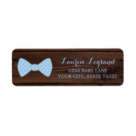 Little Man Baby Shower | Rustic Wood Bowtie Returadress Etikett