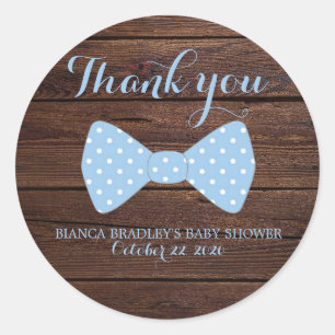 Little Man Baby Shower Rustic Wood Bowtie Runt Klistermärke