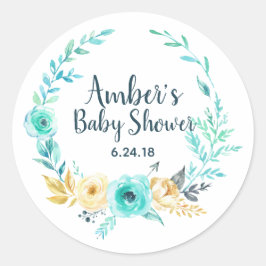 Little Man Baby Shower Teal Blue Favor Tag-etikett Runt Klistermärke