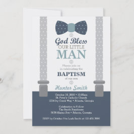 Little Man Baptism Call, Navy Blue, Grått Inbjudningar
