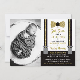 Little Man Baptism-inbjudan, Black, Guld Inbjudningar