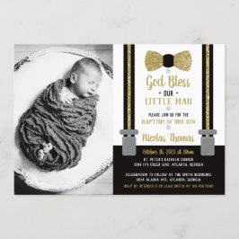 Little Man Baptism-inbjudan, Black, Guld Inbjudningar