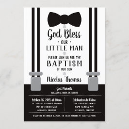 Little Man Baptism-inbjudan, Black, White Inbjudningar