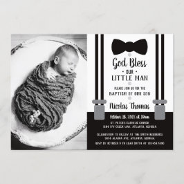 Little Man Baptism-inbjudan, svart Inbjudningar