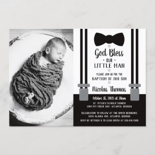 Little Man Baptism-inbjudan, svart Inbjudningar