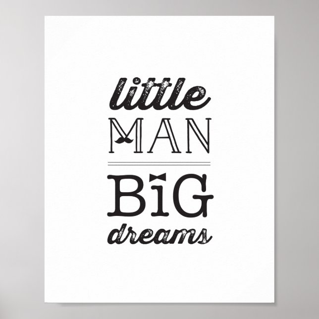 Little Man Big Dreams Classic Boy Baby Nursery Art Poster (Framsidan)