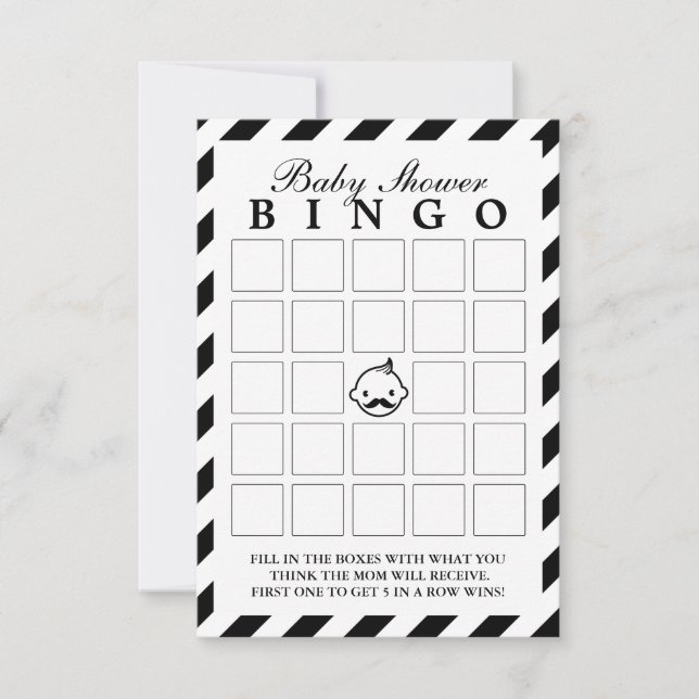 Little Man Black Rand Baby Shower Bingo Cards (Framsida)